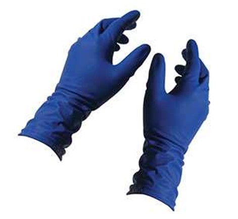 Latex gloves (long cuff with roller), (color blue, pack of 50 pieces)