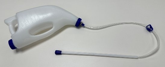 Drencher for feeding calves with a flexible probe